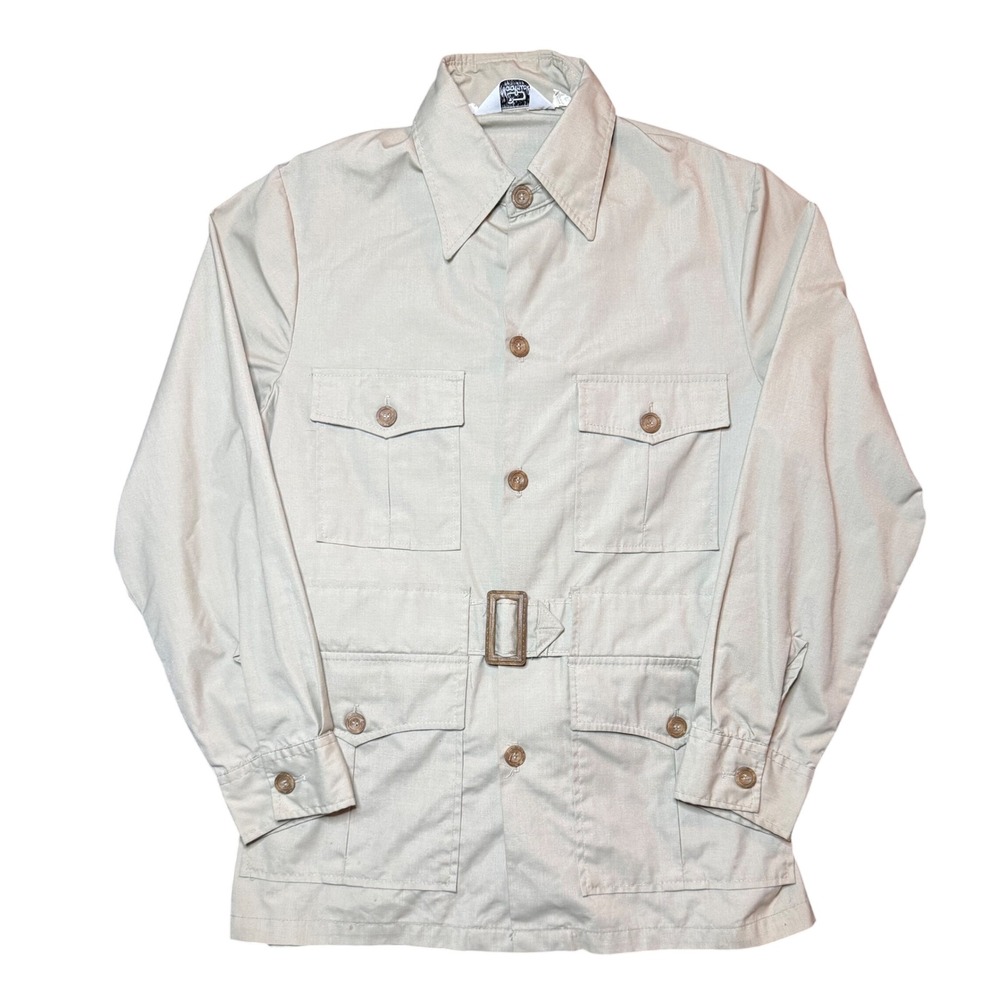 Woolrich 1512 Safari Jacket Mens M Tan Vintage Belted Field Coat Utility
